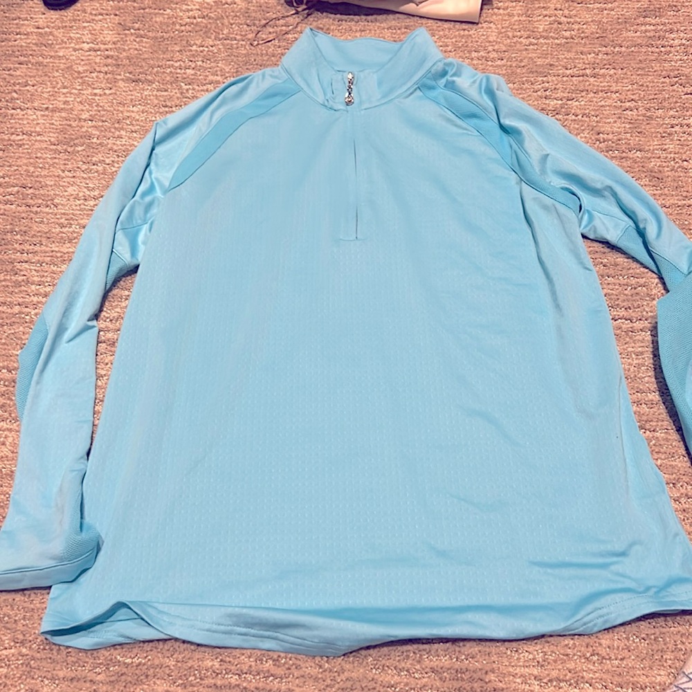 SanSoleil Large Sunglow Mock-neck 1/4 Zip UPF 50 Sport Golf Shirt